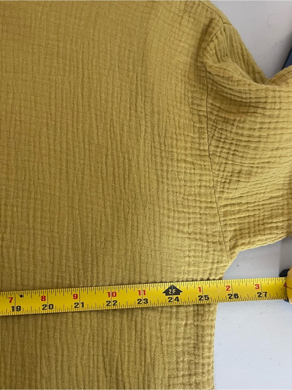 Jones New York 100% Cotton Gauze Mustard Yellow Relaxed Tunic Top Sz L - Picture 7 of 11